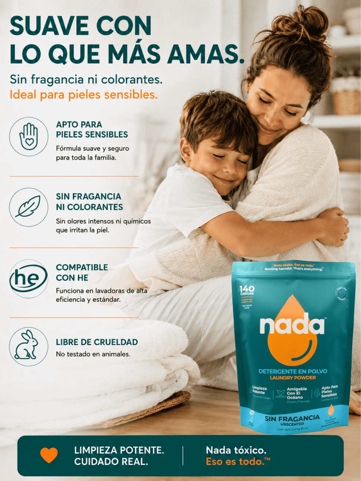 Detergente en polvo no tóxico
