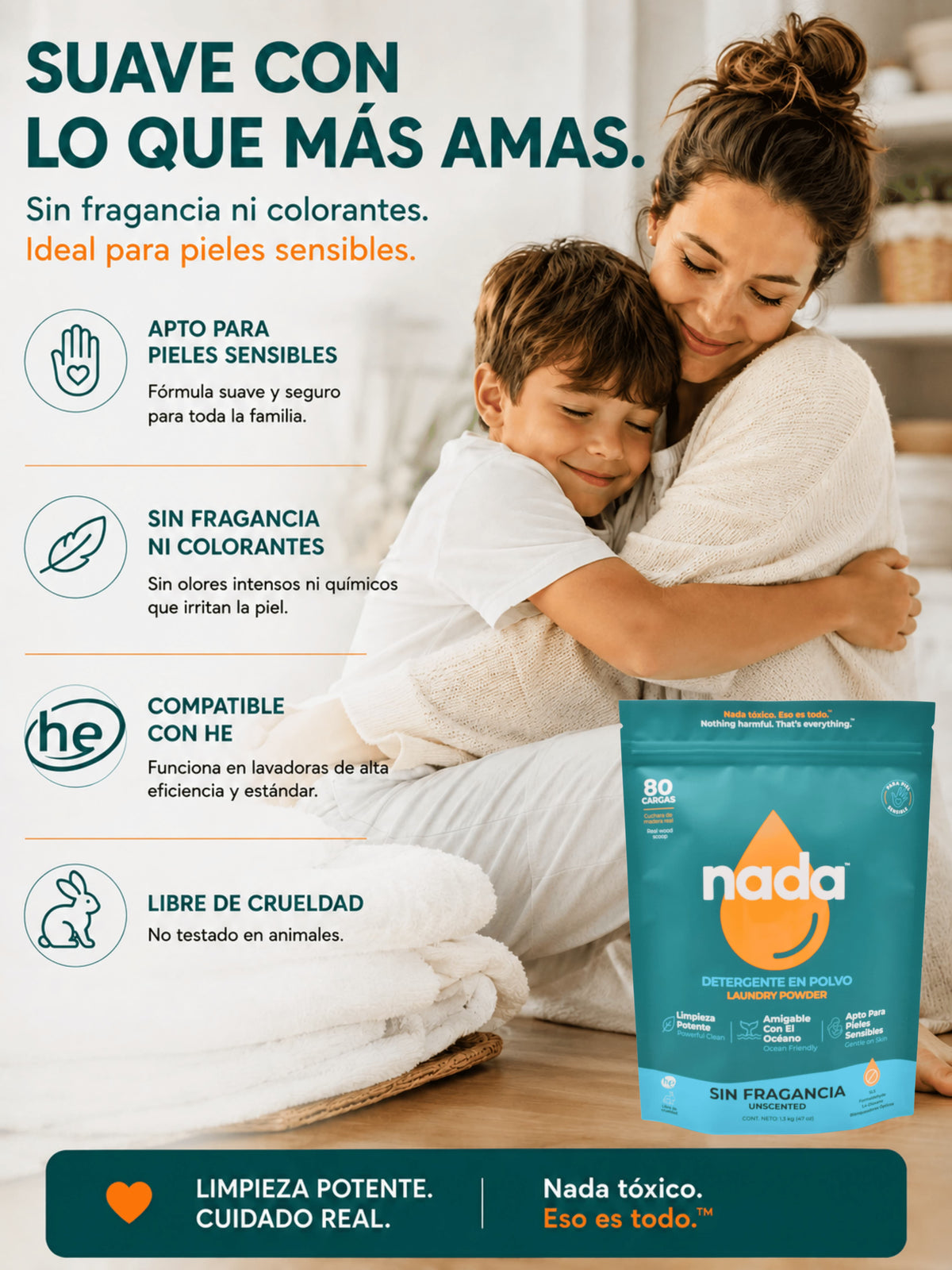 Detergente en polvo no tóxico